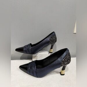 Chic Black and Blue Women's Heels